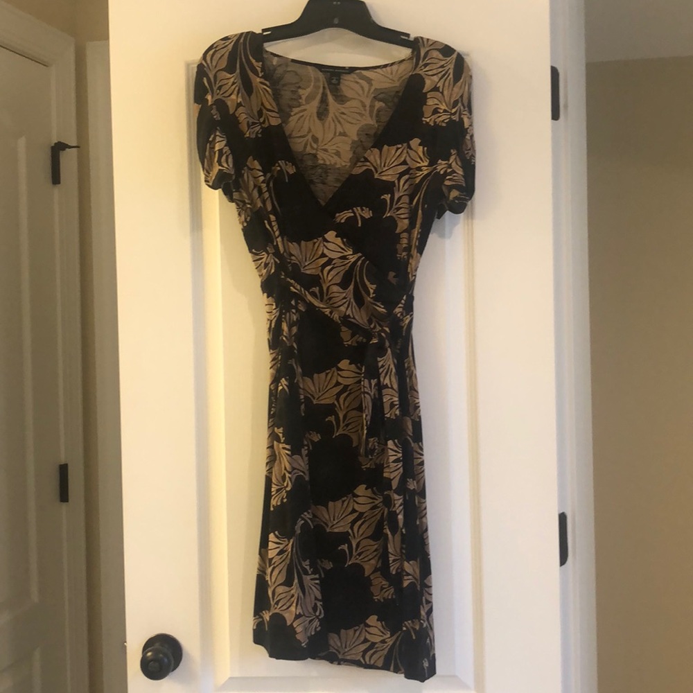 Brown dress with tan flora print
